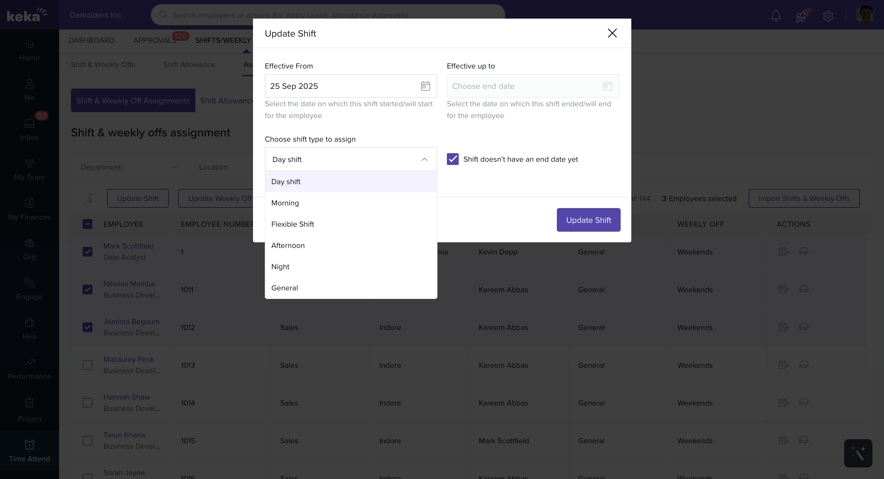 Managing shifts and weekly off assignments – KekaHR Help Center